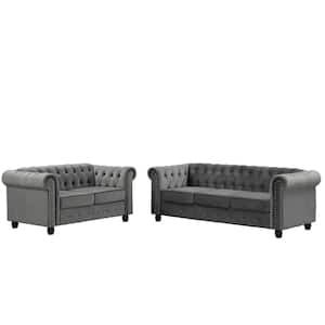 Morden-Fort-Velvet-Couches-for-Living-Room-Sets-Loveseat-and-Sofa-2-Pieces-Top-in-Gray