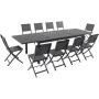 Hanover Naples 11-pc Aluminum Outdoor Dining Set with 10-Folding Sling Chairs and a 40 in. x 118 in. Expandable Dining Table - Image 1