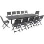 Hanover Naples 13-Piece Aluminum Outdoor Dining Set w/ Folding Chairs and 40 in. x 118 in. Expandable Table - Image 1