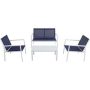Hanover Naples 4-Piece Aluminum Patio Conversation Set in Navy Blue - Image 1