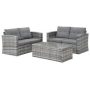 JUSKYS Wonderful Gray 5-Pieces Wicker and inner Aluminum Frame Patio Conversation Set with Gray Cushions - Image 1