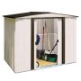 Arrow Newport 8 ft. W x 6 ft. D 2-Tone White Galvanized Metal Shed with Galvanized Steel Floor Frame Kit - Image 2