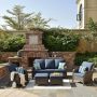 Kenard Gray 5-Piece Wicker Outdoor Patio Sectional Conversation Set w/ Blue Cushions - Image 1