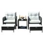 5-Pieces Wicker/Rattan Patio Conversation Seating Group w/ White Cushions (2-Person) - Image 1