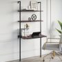 Nathan James - Theo Nutmeg and Black 2-Shelf Wall-Mount Ladder Writing Desk Table Small Computer Table Bookcase - Image 1
