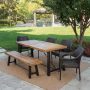 Noble House Aloha Multi-Brown 6-Piece Plastic Outdoor Dining Set - Image 1