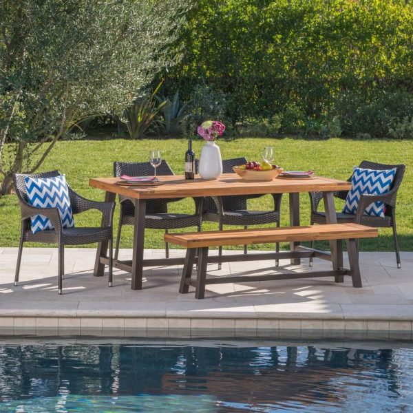 Noble-House-Arian-6-pc-Wood-and-Wicker-Outdoor-Dining-Set-w-Stacking-Chairs-and-Bench