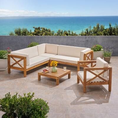 Noble-House-Brava-Teak-Brown-7-Piece-Wood-Patio-Conversation-Sectional-Seating-Set-w-Beige-Cushions
