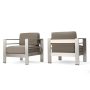 Noble House Caius Khaki 2 pc Aluminum Deep Seating Set w/ Khaki Cushions - Image 1