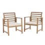 Noble House Cal Natural Stained 2-Piece Acacia Wood Club Chair Patio Deep Seating Set with Cream Cushions - Image 1
