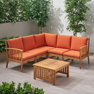 Noble-House-Carolina-Brown-Patina-6-Piece-Wood-Patio-Conversation-Sectional-Seating-Set-with-Rust-Orange-Cushions