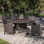 Noble House Cypress Multi-Brown 5-Piece Plastic Outdoor Dining Set with Light Brown Cushions - Image 1