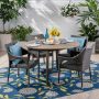 Noble House Donatella Gray 5-pc Wood and Wicker Outdoor Dining Set - Image 1