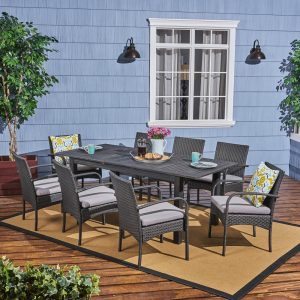 Noble-House-Elmar-Dark-Grey-9-pc-Wood-and-Wicker-Outdoor-Dining-Set-w-Grey-Cushions