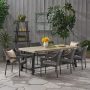 Noble House Espanola 30 in. Grey 9-pc Metal Rectangular Outdoor Dining Set - Image 1