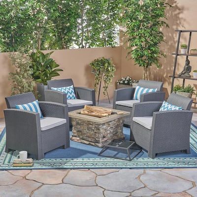 Noble-House-Folsom-Charcoal-5-pc-Faux-Wicker-Patio-Fire-Pit-Conversation-Set-with-Light-Grey-Cushions