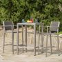 Noble House Gray 3-pc Wicker Square Outdoor Bar Height Bistro Set - Image 1