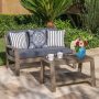 Noble House Grenada Gray 2-pc Wood Patio Conversation Set w/ Dark Gray Cushions - Image 1