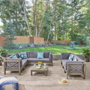 Noble-House-Hadlee-Gray-9-pc-Wood-Outdoor-Sectional-Sofa-Set-w-Dark-Gray-Cushions