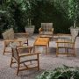 Noble House Hampton Grey 5-Piece Wood Patio Conversation Seating Set - Image 1