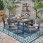 Noble House Hayes Sandblast Dark Grey 7-Piece Wood and Grey Plastic Outdoor Dining Set - Image 1