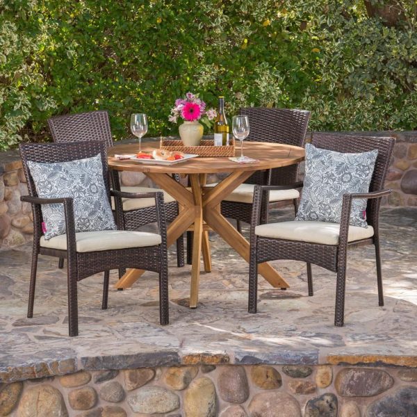 Noble-House-Hugo-5-pc-Wood-and-Wicker-Circular-Outdoor-Dining-Set-w-Crme-Cushion