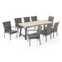 Noble House Jefferson 30 in. Sandblast Light Grey 9-pc Metal Rectangular Outdoor Dining Set - Image 1