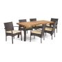 Noble House Jovanni Multibrown 7 pc Wicker Outdoor Dining Set w/ Creme Cushion - Image 1