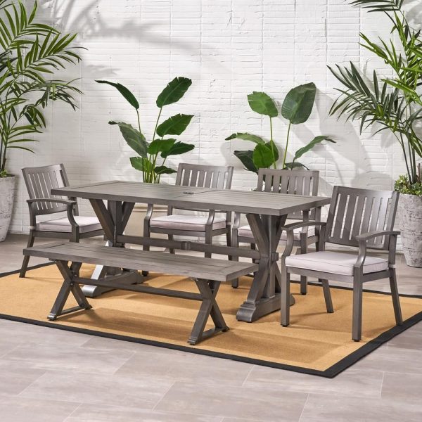 Noble-House-Lombok-29-50-in-Dark-Grey-6-Piece-Aluminum-Rectangular-Outdoor-Dining-Set-with-Silver-Cushions