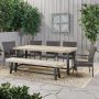 Noble House Lyons 30 in. Black 7-pc Metal Rectangular Outdoor Dining Set - Image 1