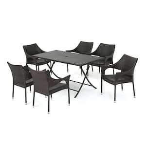 Noble-House-Madeleine-Multi-Brown-7-Piece-Plastic-Outdoor-Dining-Set-with-Foldable-Table-and-Stacking-Chairs