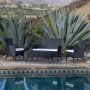 Noble House Malta Black 4-Piece Plastic Patio Conversation Set with White Cushions - Image 1