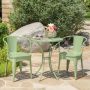 Noble House Matte Green 3-Piece Metal Round Outdoor Bistro Set - Image 1
