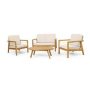 Noble House Mellie Teak 4-Piece Wood Patio Conversation Set with Beige Cushions - Image 1