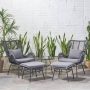 Noble House Montana Grey 5-pc Metal Patio Conversation Seating Set with Dark Grey Cushions - Image 1