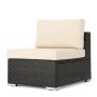 Noble House Nolan Multi Brown Wicker Armless Middle Outdoor Sectional Chair w/ Beige Cushion - Image 1