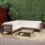 Noble House Oana gray 4-Piece Wood Outdoor Sectional Set with White Cushions - Image 1