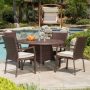 Noble House Palmers Multi-Brown 5-pc Wicker Outdoor Dining Set - Image 1