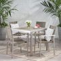Noble House Peridot 30 in. Silver 5-pc Aluminum Square Outdoor Dining Set - Image 1