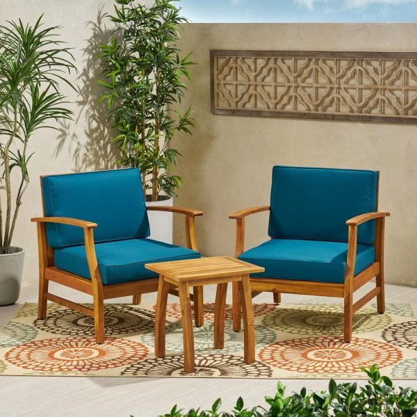Noble-House-Perla-Teak-Brown-3-pc-Wood-Patio-Conversation-Seating-Set-w-Blue-Cushions