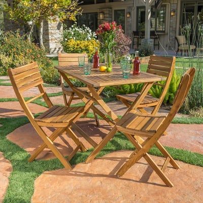 Noble-House-Positano-Natural-5-pc-Wood-Outdoor-Dining-Set