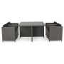Noble House Puerta Grey 5-Piece Wicker Square Outdoor Dining Set with Black Cushions - Image 1