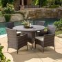 Noble House Rodgers Multi-Brown 5-Piece Plastic Outdoor Dining Set - Image 1