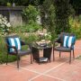 Noble House Santana Multi-Brown 3-Piece Wicker Patio Conversation Set w/ Stacking Chairs - Image 1