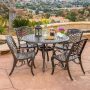Noble House Sarasota Bronze 5-pc Aluminum Circular Outdoor Dining Set - Image 1