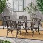 Noble House Sarasota Bronze 5-pc Aluminum Square Outdoor Dining Set - Image 1
