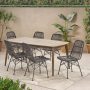 Noble House Sawtelle Grey 7 pc. Wood Rectangular Outdoor Dining Set - Image 1