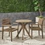 Noble House Stamford Grey 3-pc Wood Outdoor Bistro Set with Cross-Legged Table - Image 1