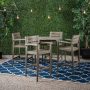 Noble House Stamford Grey 5-pc Wood Outdoor Dining Set - Image 1
