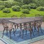 Noble House Tucson Shiny Copper 7-pc Aluminum Outdoor Dining Set - Image 1